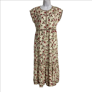 Max Studio London Floral Print Tiered Maxi Dress Sz M